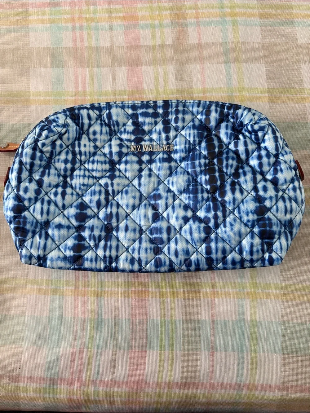MZ Wallace Blue Tie-Dye Quilted Cosmetic Pouch